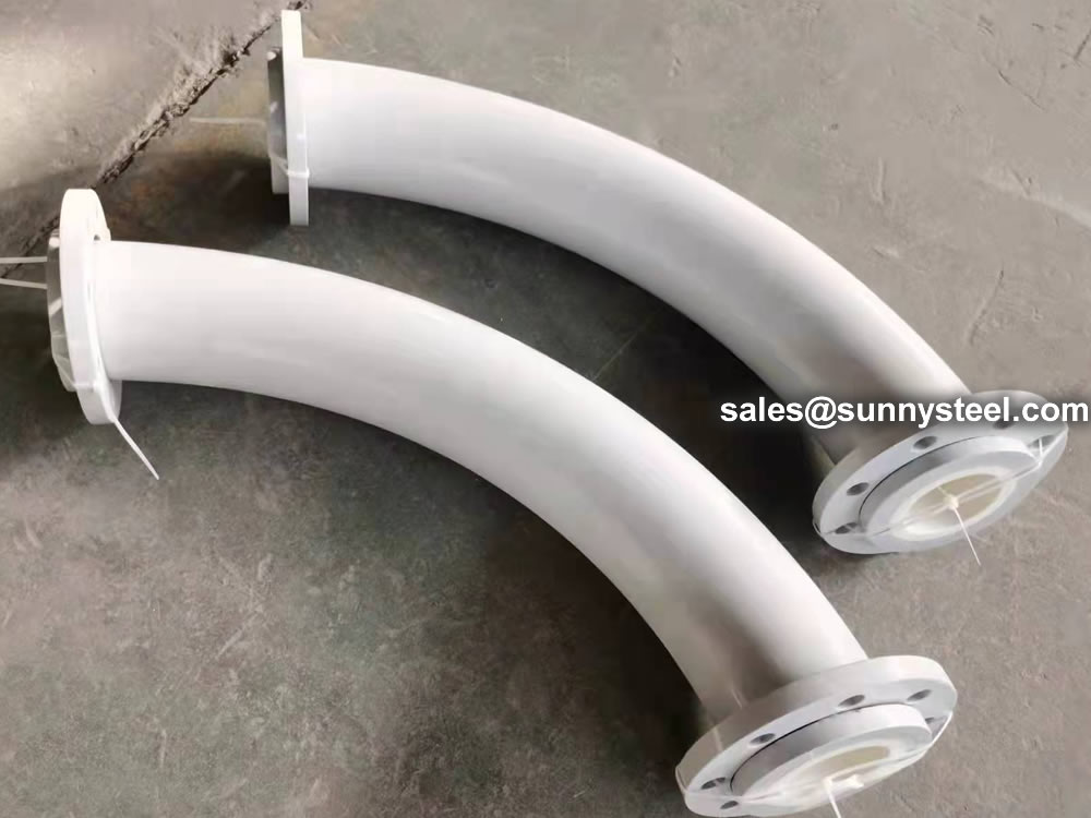 Alumina ceramic sleeve lined pipe 90Dg bend