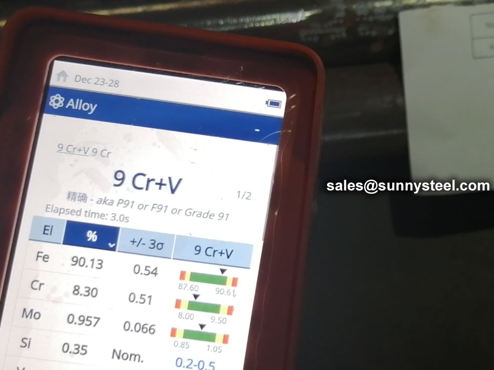 ASTM A213 Gr T91 Tubing PMI test