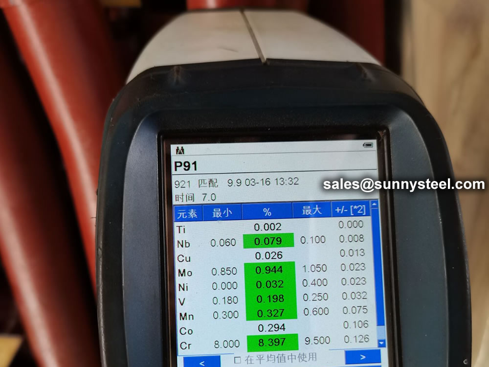 ASTM A213 T91 Bending PMI test