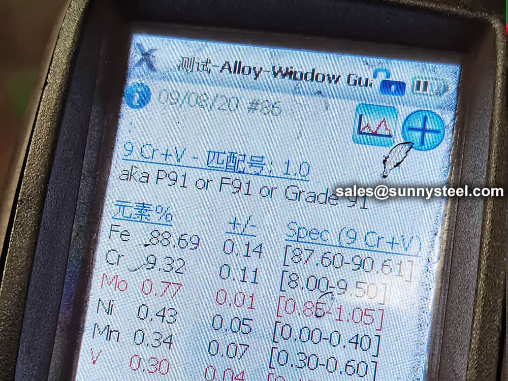 ASTM A213 T91 Bending PMI test