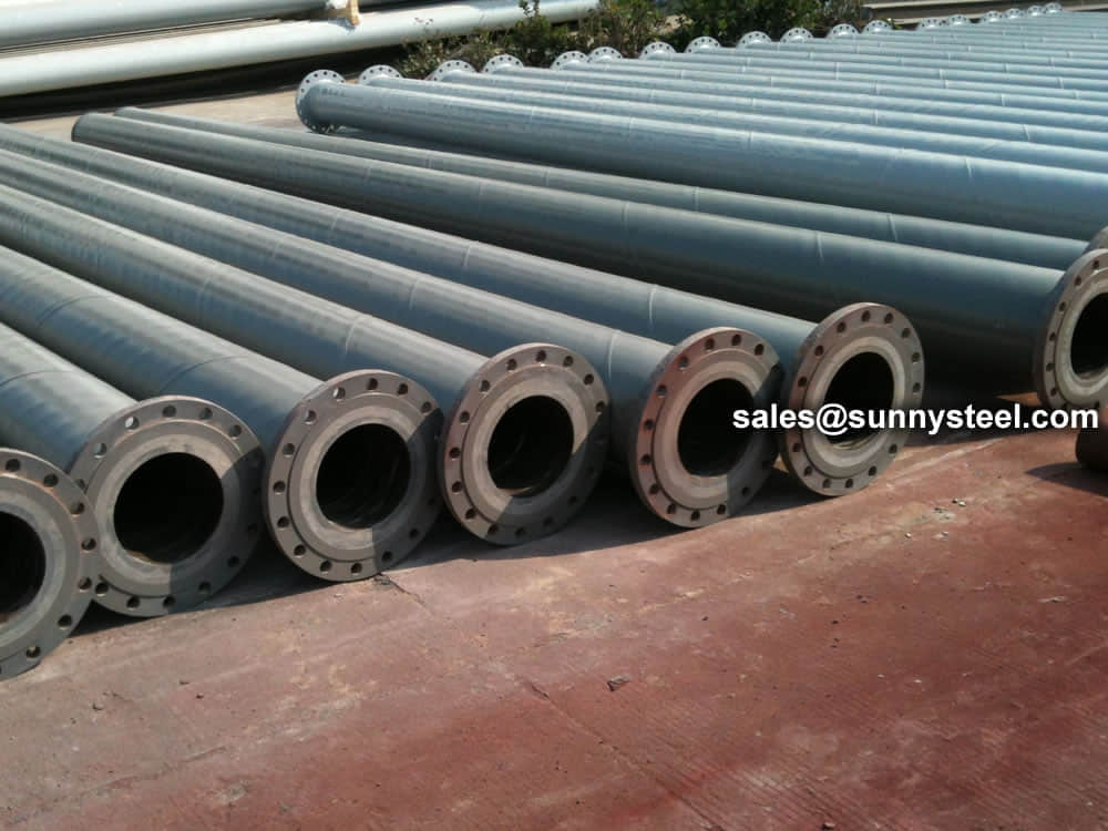 Cast Basalt Lined Steel Pipe Ash Handling With Flange And Coupling