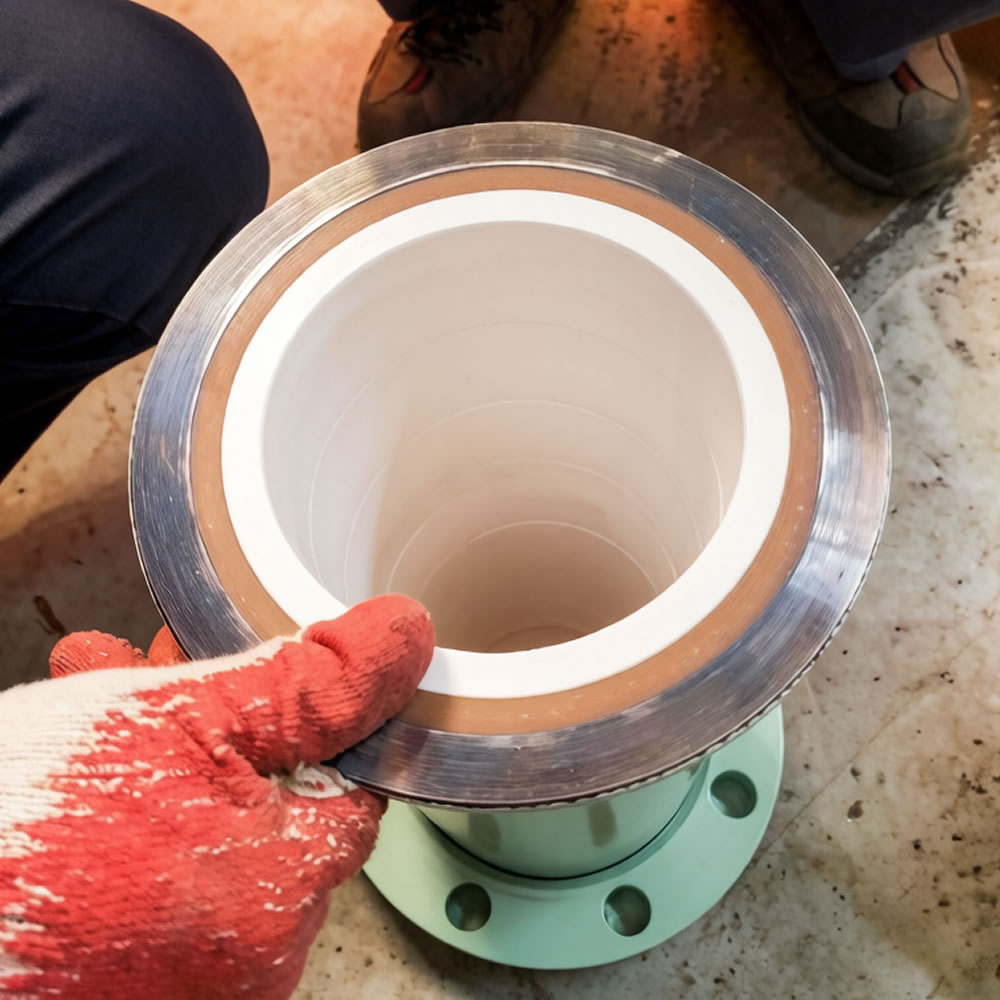 Automatic assembly line for ceramic sleeve lined pipe