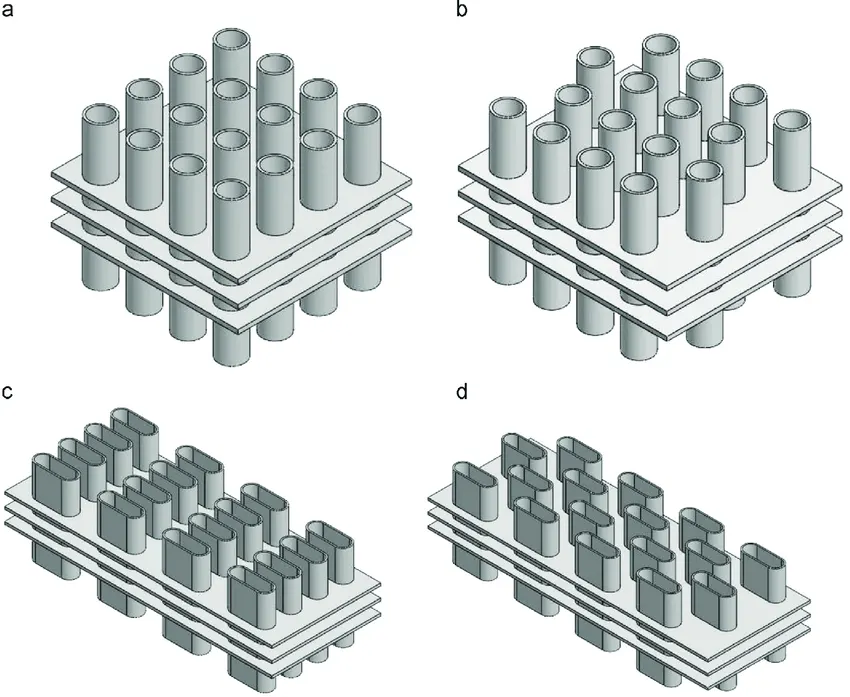 Configurations of finned round and flat tube heat exchanger