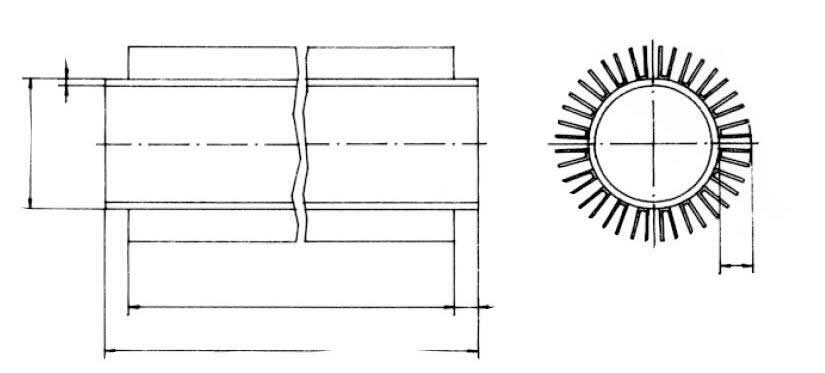 Longitudinal finned tubes drawing