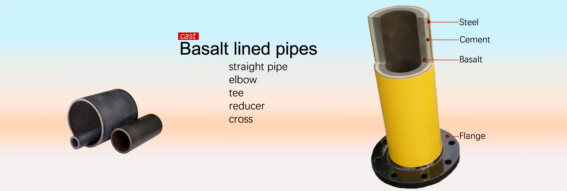 Basalt lined pipe