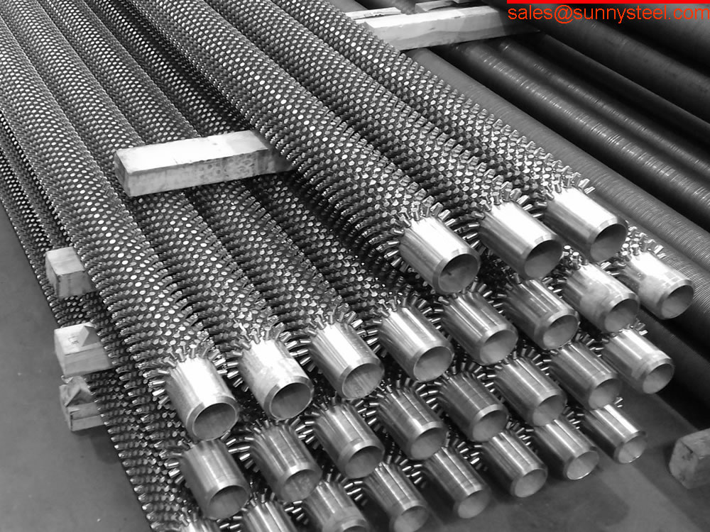 Stud finned tube for heat exchangers