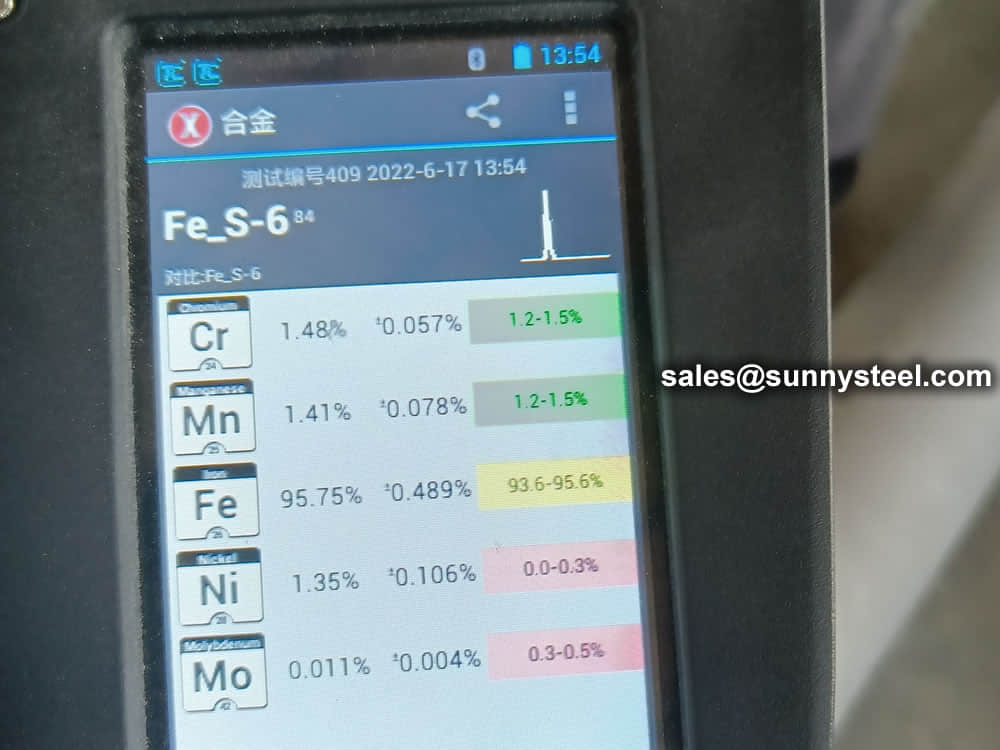 PMI test for ZG40CrMnMoNiSiRe pipe